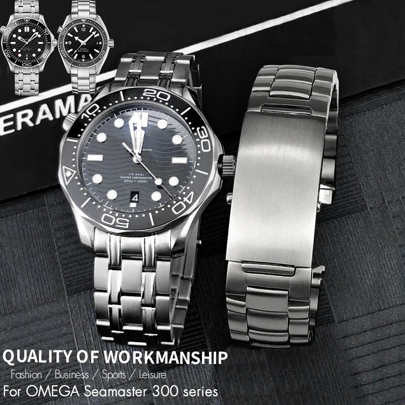 Bracciale per Orologio in Acciaio Inossidabile per Omega New Seam84Diver 300 Planet Ocean, Solido, Cinturini per Orologi, Utensili Gratuiti, 20mm, 22mm, 600m