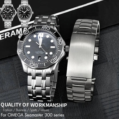Bracciale per Orologio in Acciaio Inossidabile per Omega New Seam84Diver 300 Planet Ocean, Solido, Cinturini per Orologi, Utensili Gratuiti, 20mm, 22mm, 600m