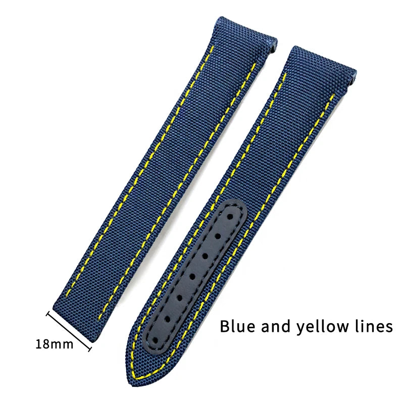 Bracelet de montre en tissu nylon de haute qualité avec base en cuir, adapté à Omega Seamaster Diver 300M AT150 Aqua Terra |   19 mm 20 mm 21 mm