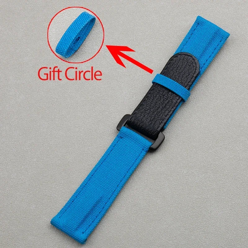 Accesorios universales, correa de reloj de tela de nailon y cuero de 22 mm, para correa Rolex, para Huawei, Tudor, Seiko, Tissot, Breitling