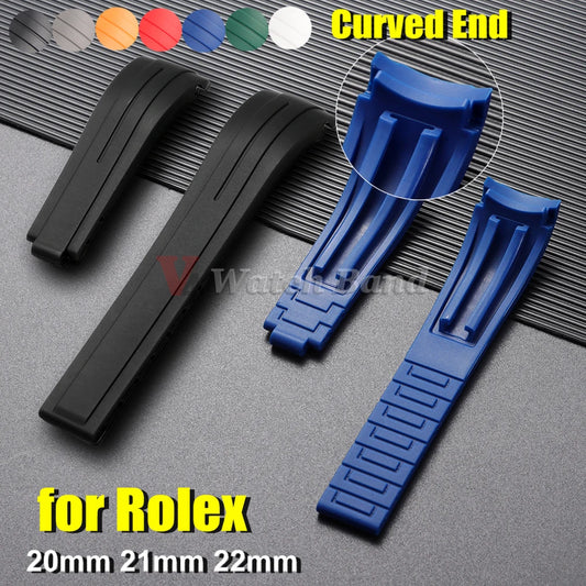 Bracelet incurvé en Silicone, 20mm 21mm 22mm, pour Rolex DAYTONA SUBMARINER Yacht-Master GMT Explorer, Bracelet de Sport en caoutchouc