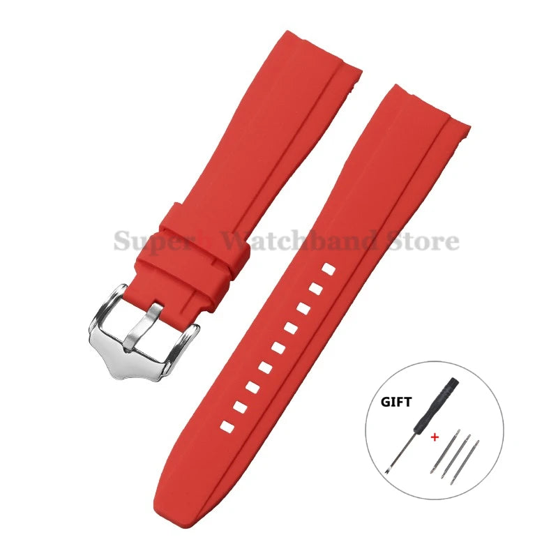 Bracelet de montre en Silicone à extrémité incurvée pour Rolex 20mm 22mm, Bracelet en caoutchouc de haute qualité pour Bracelet Omega, étanche