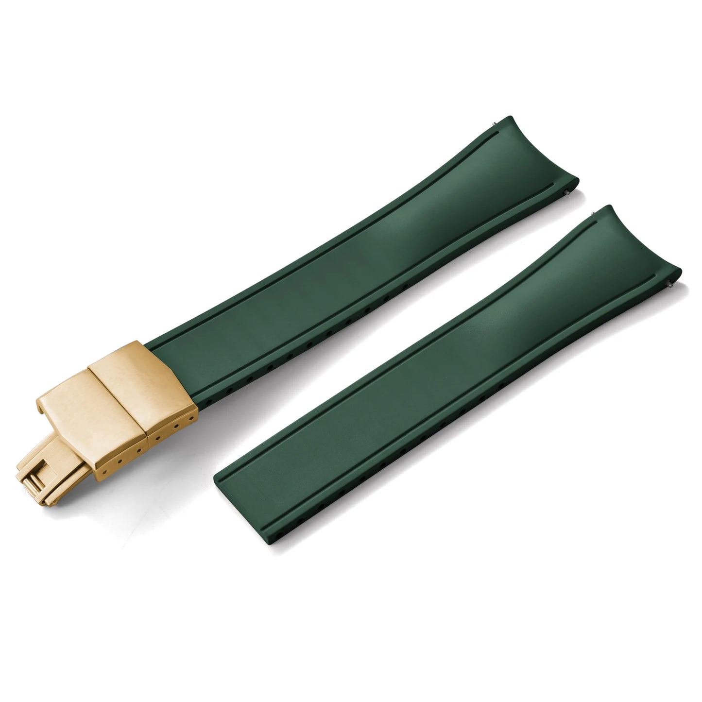 TONJETT for d-elug Curved FKM Rubber Watch Band 20mm 22mm Curved CTS Watch Strap Cut to Size Quick Release Butterfly Buckle