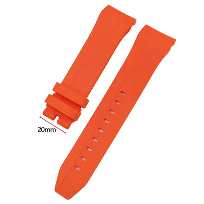 Curved End Rubber Watch Strap, 21mm 22mm, for Tissot T120 Seastar T120407A T120417A, Black Orange Silicone Watch Band