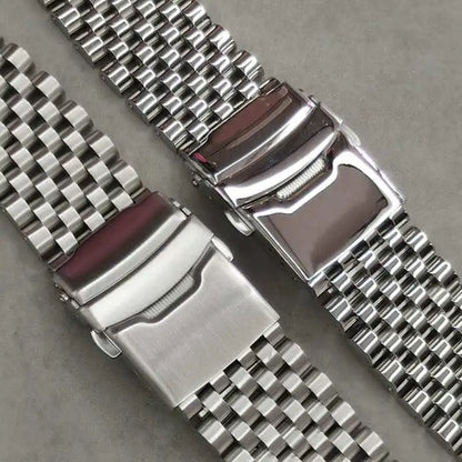 Cinturino universale in acciaio inossidabile, estremità diritta curva, sette perle di riso, bracciale, adatto a tutti gli orologi, 20 mm, 22 mm