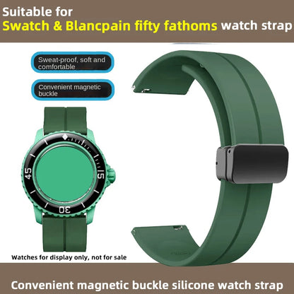 Cinturino in silicone morbido da uomo e donna, per Swatch, Blancpain Fifty Fathoms, Five Ocean, blu, arancione, verde, grigio, strumento, marca Co, 22mm