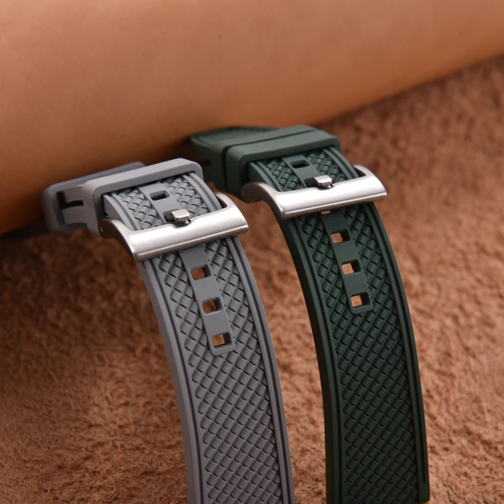 18mm 20mm 22mm 24mm haute qualité forme de balle FKM bracelet de montre en caoutchouc à dégagement rapide bracelet de plongée souple étanche pour HAISCH