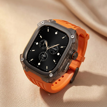 Kit de modification de luxe pour Apple Watch Series Ultra 3 2 49 mm, bracelet en silicone, boîtier en acier inoxydable pour IWatch Ultral 49 mm