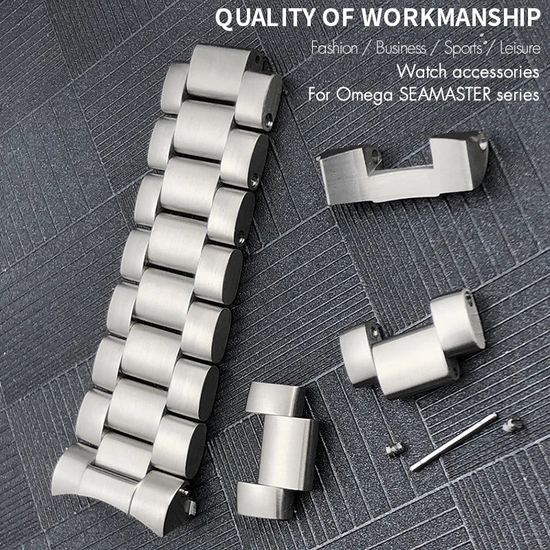 Catena di bracciale per orologio da 21mm, accessori di bracciale per orologio in acciaio inossidabile di qualità, maglie di bracciale per Omega Seamaster Planet Oceam 600M