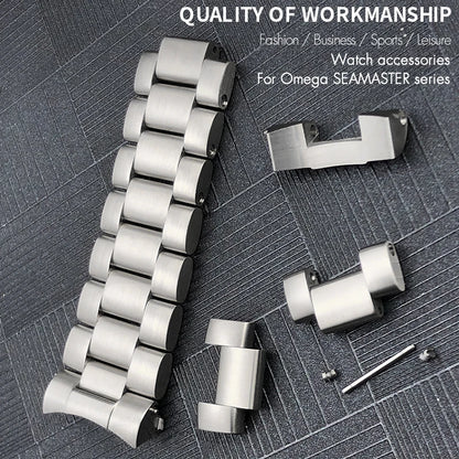 Catena di bracciale per orologio da 21mm, accessori di bracciale per orologio in acciaio inossidabile di qualità, maglie di bracciale per Omega Seamaster Planet Oceam 600M