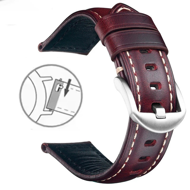 Correa de reloj de cuero de liberación rápida de 20 mm 22 mm, cuero auténtico Crazy Horse aceitado y encerado, estilo vintage, producto estrella, correa de repuesto retro para ropa de trabajo