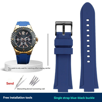 Cinturino per orologio GUESS serie W0149L5 in morbida resina siliconica con apertura convessa, cinturino impermeabile da 26x14 mm.