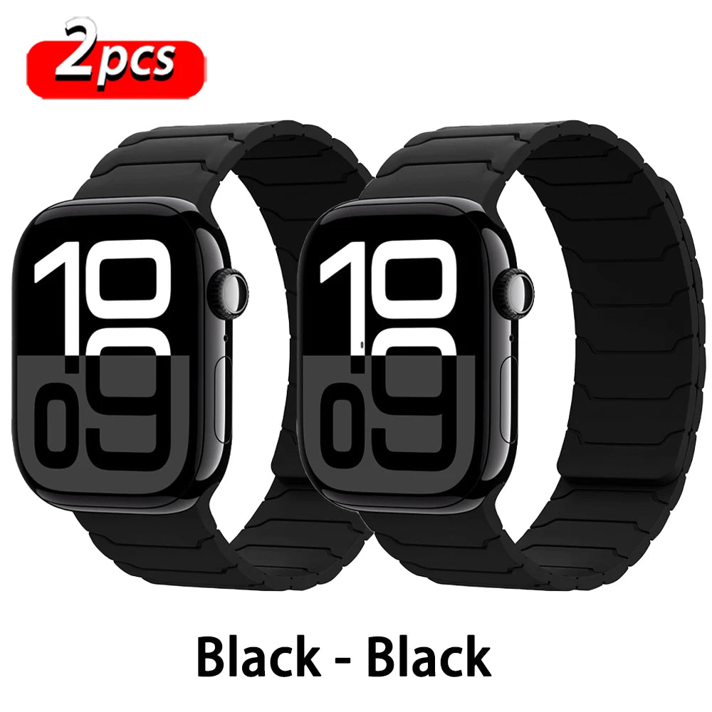 Magnetisches Armband für Apple Watch, 46 mm 44 mm 45 mm 40 mm 42 mm 41 mm, aus Silikon, Correa, Armband für IWatch Serie 11 10 SE 9 8 7 6 5 4 3