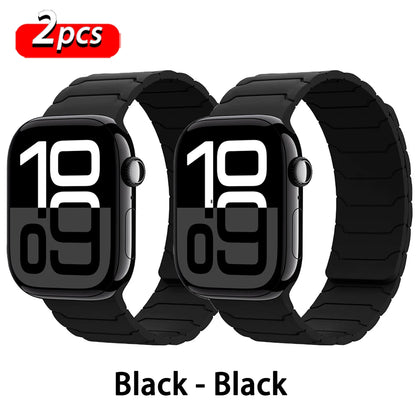 Magnetisches Armband für Apple Watch, 46 mm 44 mm 45 mm 40 mm 42 mm 41 mm, aus Silikon, Correa, Armband für IWatch Serie 11 10 SE 9 8 7 6 5 4 3