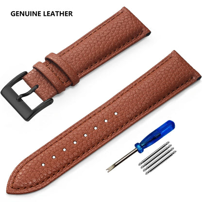 SAMCO Genuine Leather Watch Strap for Men and Women, 12mm, 14mm, 16mm, 18mm, 19mm, 20mm, 21mm, 22/24mm, High Quality Watch Strap, Watch Strap + Tool