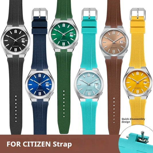 Bracelet en caoutchouc fluoré pour Citizen NJ0150 NJ0151 0158, boucle ardillon à dégagement rapide, souple FKM Sport, étanche, remplacement du bracelet de montre 9mm