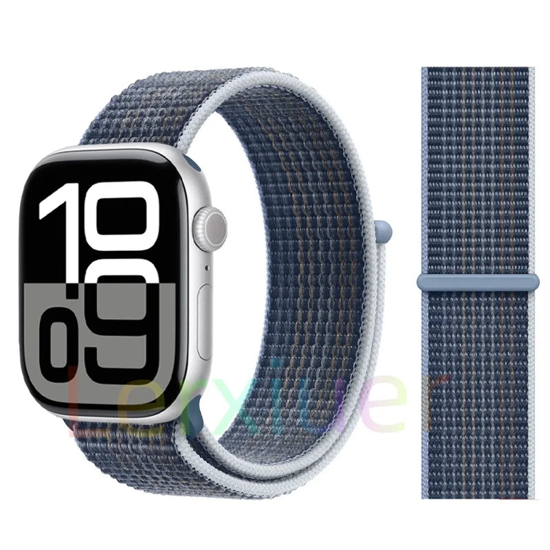 适用于 Apple Watch 46mm 44mm 45mm 40mm 41mm 42mm 的尼龙回环表带，适配 iWatch 系列 11 10 9 SE 8 7 6 5 4 Ultra 3 2 49mm