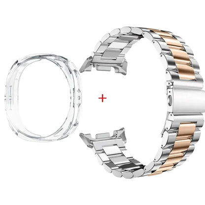 Stainless Steel Watch Band + Case for Samsung Galaxy Watch 8 40mm 44mm, Full Cover Metal Strap