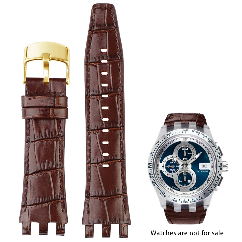 Bracelet de montre en cuir de vache, 22mm, noir, marron, bleu, blanc, avec outils, pour Swatch SVGK407 SVGK406 SVGK409 SVGK403