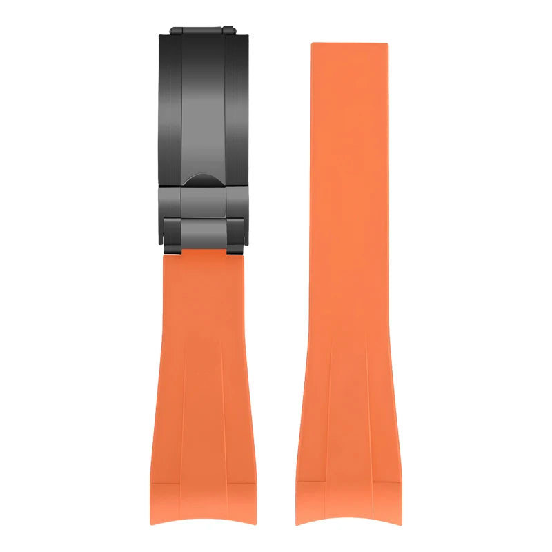 FKM – Bracelet de montre en caoutchouc, extrémités incurvées de 20mm, résistant à la sueur, pour Rolex Submariner Style et Omega x Swatch