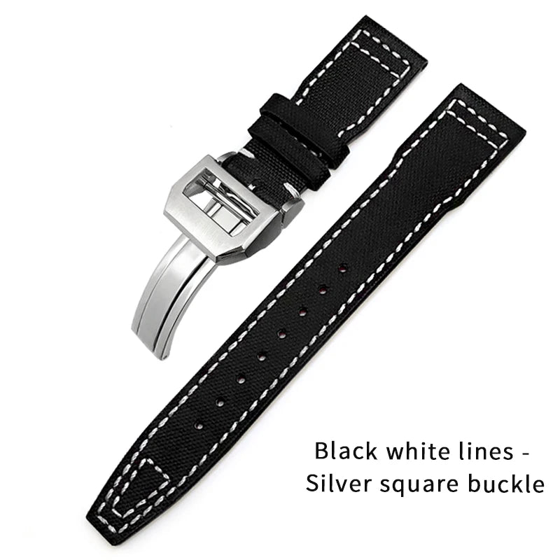 Bracelet de montre en cuir de Nylon 20mm 21mm 22mm pour montres IWC Big Pilot PORTOFINO IW3777 bracelet de montre en cuir de vache bleu vert noir rouge