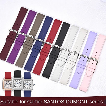 Premium Quality Cartier Dumont Replacement Watch Strap - Fluoroelastomer Rubber Quick Release Medium Large for Women