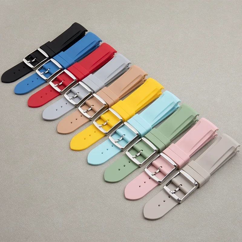 Nuovo cinturino in gomma morbida da 20 mm con estremità ricurve per Omega Strap Joint Moonswatch Constellation, bracciale sportivo impermeabile con fibbia ad ardiglione