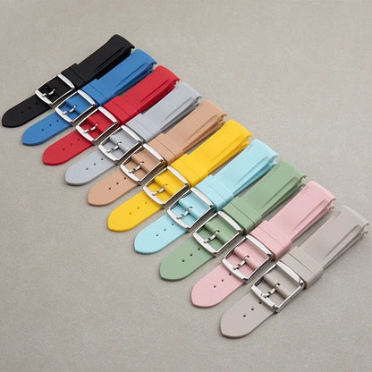 Nuovo cinturino in gomma morbida da 20 mm con estremità ricurve per Omega Strap Joint Moonswatch Constellation, bracciale sportivo impermeabile con fibbia ad ardiglione