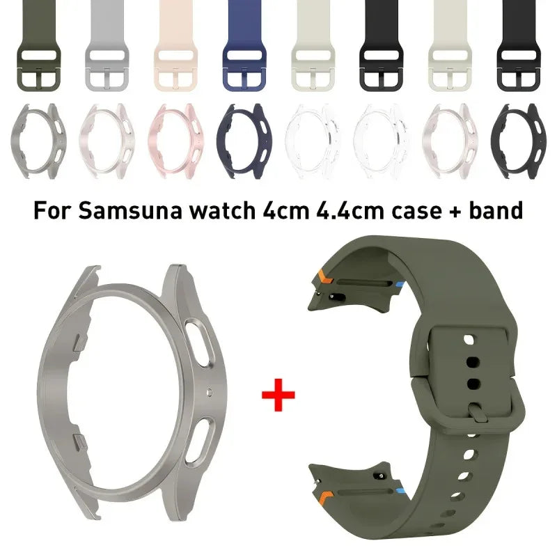 Set di 2 pezzi (cinturino e custodia) per Samsung Watch FE/7/6/5/4/5 Pro, stile punto piatto, compatibile con quadranti da 40/44/45mm, protezione anticaduta, confezione regalo