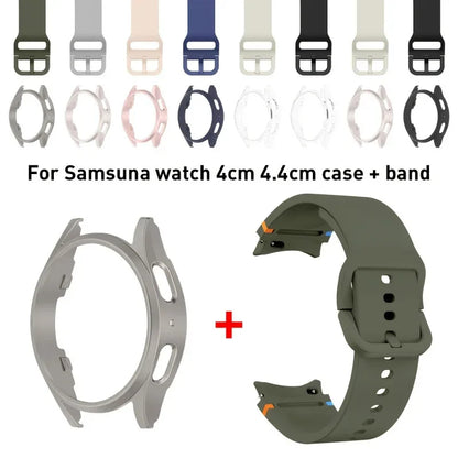 Set di 2 pezzi (cinturino e custodia) per Samsung Watch FE/7/6/5/4/5 Pro, stile punto piatto, compatibile con quadranti da 40/44/45mm, protezione anticaduta, confezione regalo