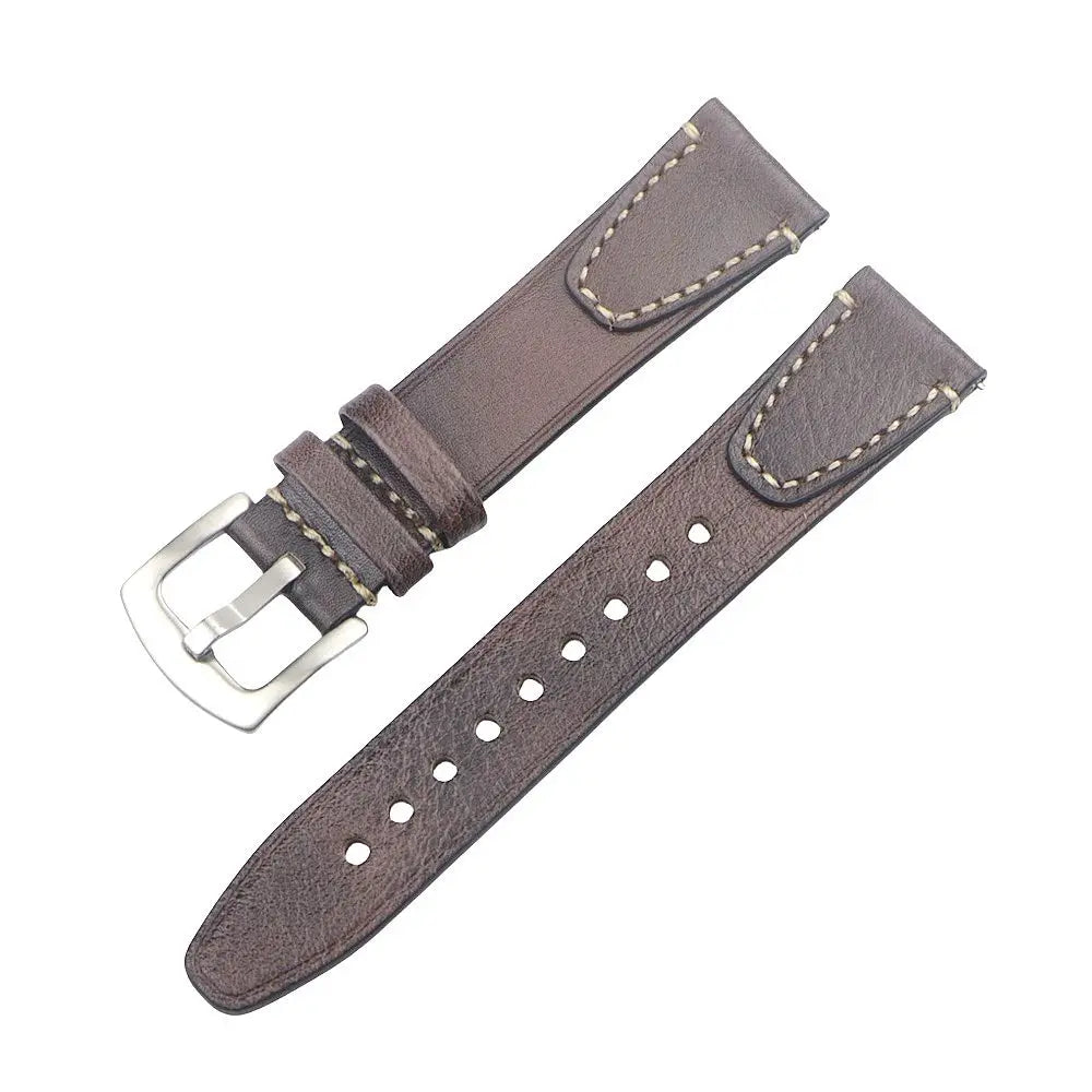 Cinturino per orologio in pelle retrò fatto a mano, cinturino a sgancio rapido, struttura in acciaio inossidabile, 18mm, 20mm, 22mm