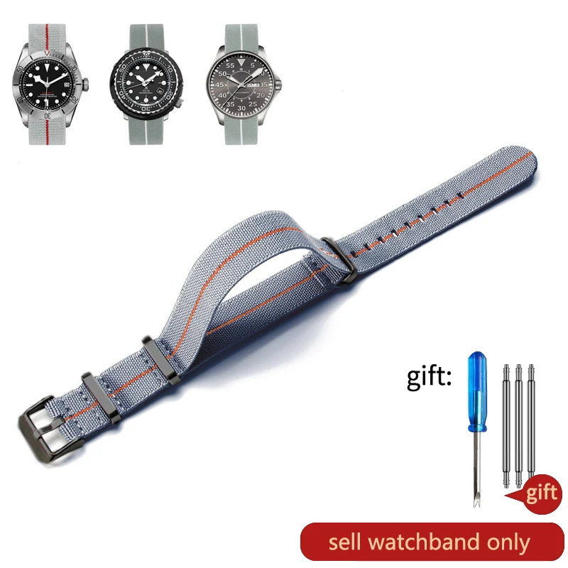 Retro Parachute Nylon Watch Strap for Rolex Tudor Biwan Omega Heuer IWC Men High-Density Knit 18 20 22mm Replacement Accessories
