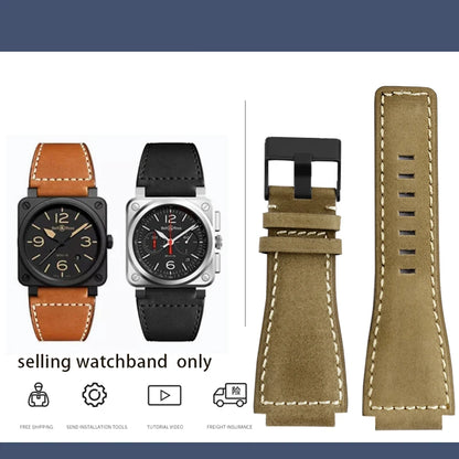 Cinturino in vera pelle da uomo, accessori speciali per orologi, cinturino da 24 mm, serie BELL ROSS BR01 BR03