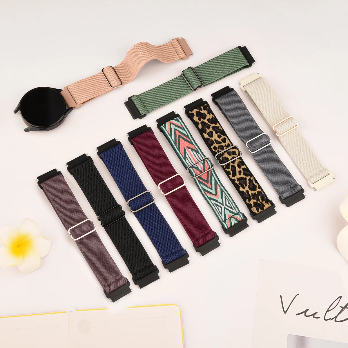 Bracelet en Nylon élastique de 18mm pour Garmin Venu 3S 2s/Vivoactive 4s/Vivomove 3S/Forerunner 265s 255s, Bracelet de Sport