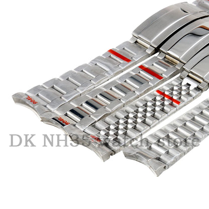 Solid stainless steel watch bracelet, 316L silver, 20mm, folding clasp, suitable for Sub Log NH35 NH36 watch cases, Presidential/Oyster bracelet