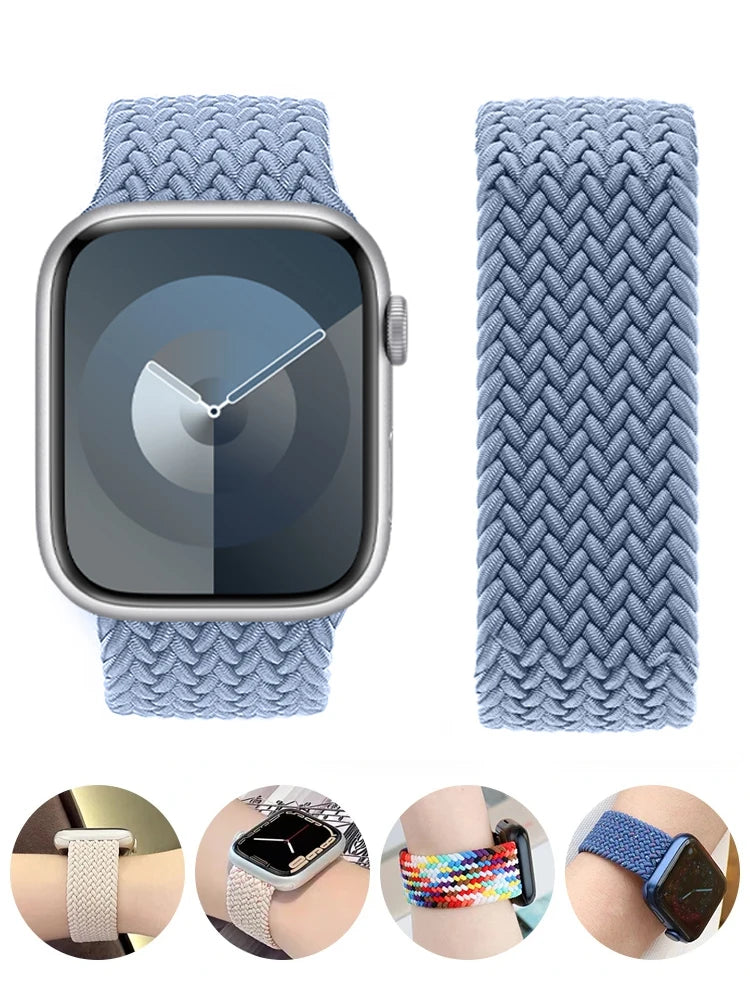 Braided Solo Loop for Apple Watch Band 46mm 44mm 45mm 42mm 40mm 41mm, compatible with iWatch Ultra series 2 11 10 9 SE 8 7