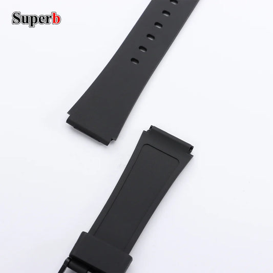 Universal Black Rubber and Resin Watch Strap 12mm 14mm 16mm 18mm 20mm for Casio Electronic Watch, Classic Style, for Men and Women