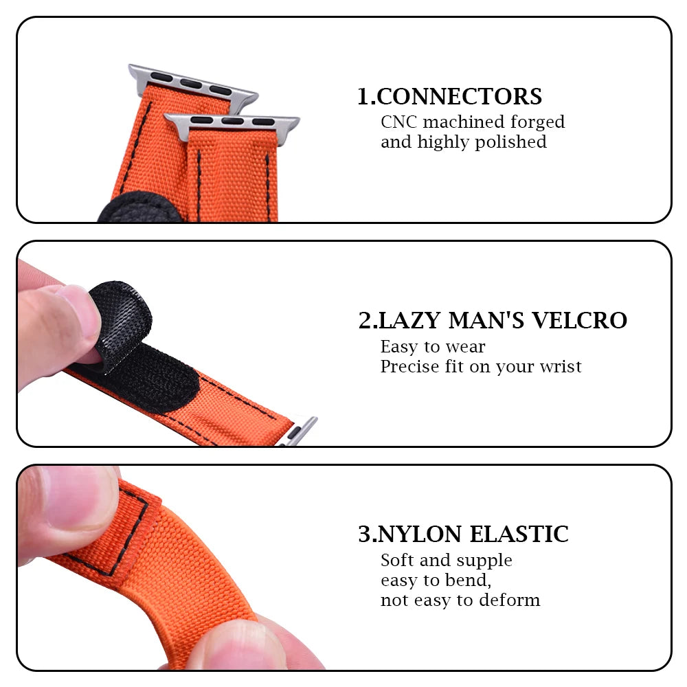 Cinturino Solo Loop in nylon intrecciato per Apple Watch 45mm Ultra 2 49mm 38mm 44mm 40 41mm 42mm, cinturino in pelle per serie 10 9 8 7 5 SE