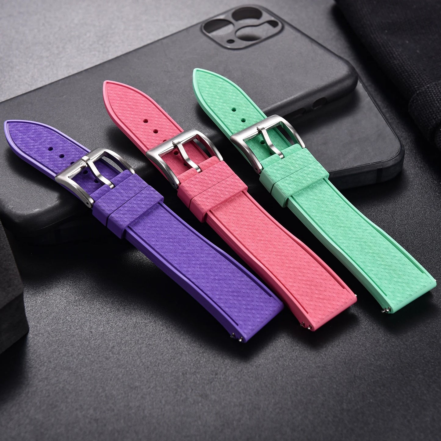 Cinturino per orologio in gomma a mosaico FKM di alta qualità, cinturini per orologio a sgancio rapido da 20 mm/22 mm, cinturino per immersioni morbido e impermeabile