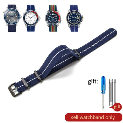 Retro Parachute Nylon Watch Strap for Rolex Tudor Biwan Omega Heuer IWC Men High-Density Knit 18 20 22mm Replacement Accessories