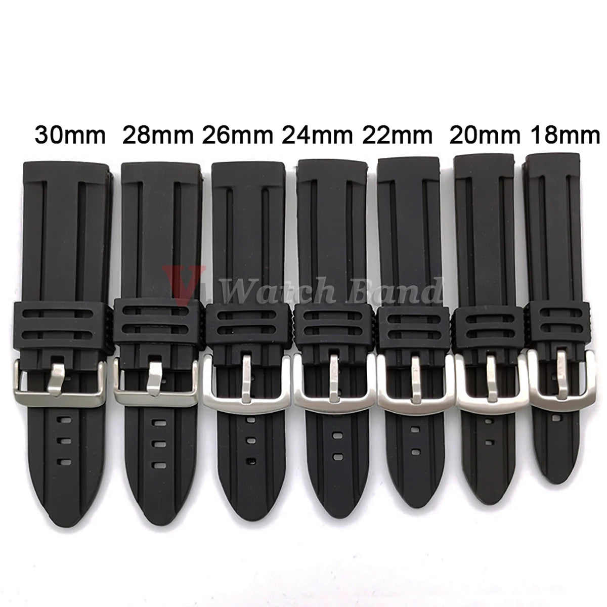 30mm 28mm 26mm 24mm Rubber Watch Strap 18mm 20mm 22mm Men's Sport Watch Band Waterproof Soft Silicone Diving Bracelet