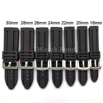 30mm 28mm 26mm 24mm Rubber Watch Strap 18mm 20mm 22mm Men's Sport Watch Band Waterproof Soft Silicone Diving Bracelet