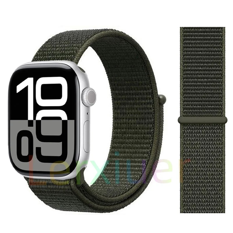 适用于 Apple Watch 46mm 44mm 45mm 40mm 41mm 42mm 的尼龙回环表带，适配 iWatch 系列 11 10 9 SE 8 7 6 5 4 Ultra 3 2 49mm