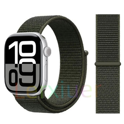 适用于 Apple Watch 46mm 44mm 45mm 40mm 41mm 42mm 的尼龙回环表带，适配 iWatch 系列 11 10 9 SE 8 7 6 5 4 Ultra 3 2 49mm