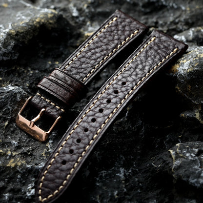 Cinturino in vera pelle italiana MBOX fatto a mano, cinturino da uomo in vera pelle marrone nera morbida non laminata da 18 20 22MM, cinturino per orologio in stile retrò