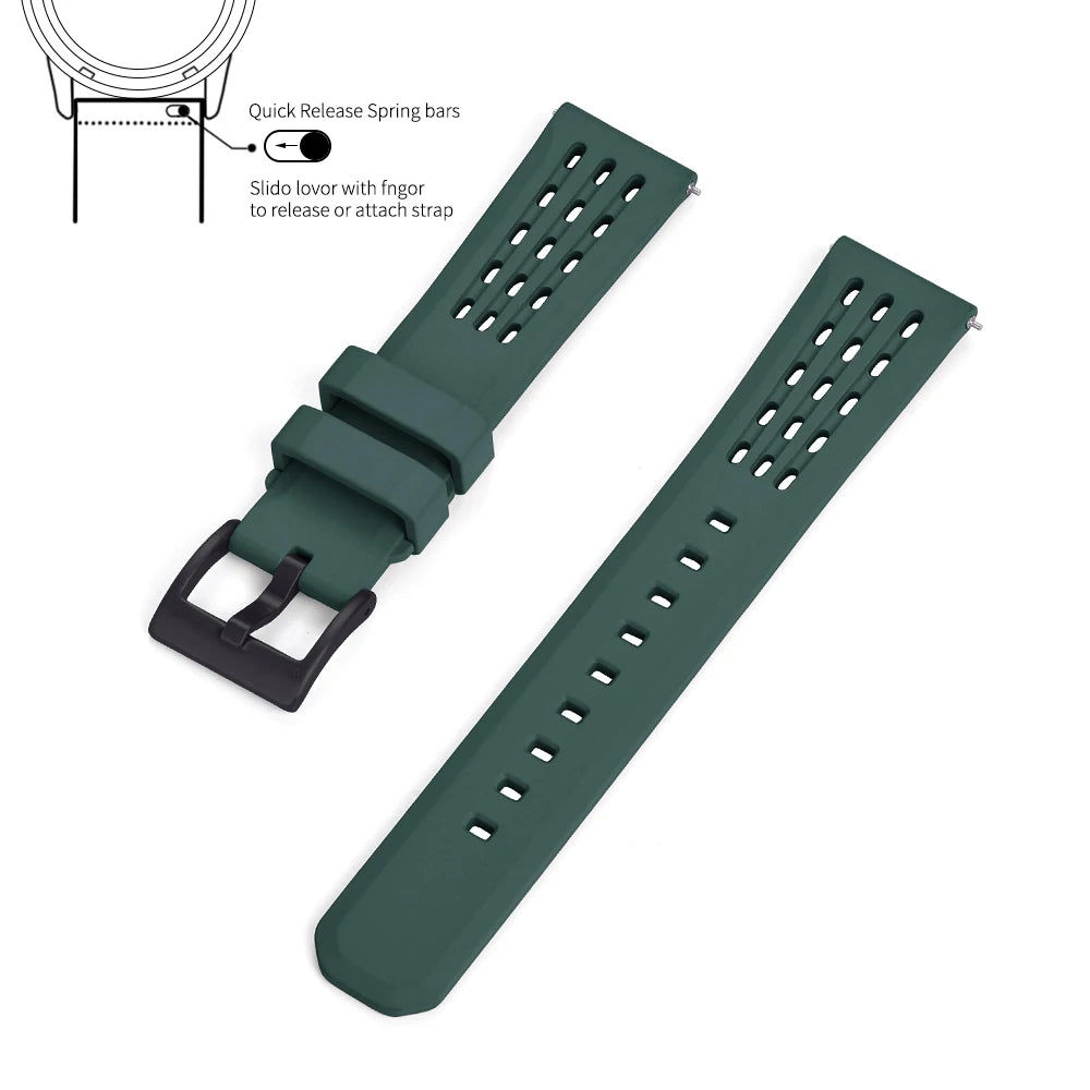 Bracelet de montre en caoutchouc FPM FKM, 20mm 22mm, dégagement rapide, qualité supérieure, conception de Structure poreuse, bracelet de Sport Durable et confortable