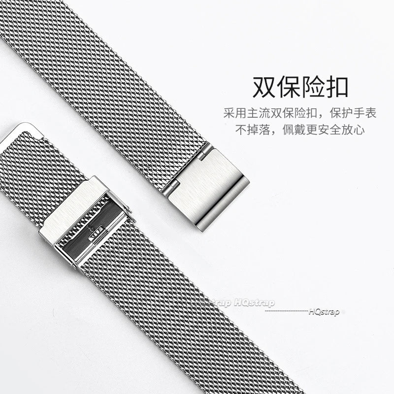 Bracelet de montre milanais universel en acier inoxydable, bracelet en métal, bracelet noir, bracelet en or rose, 12mm, 14mm, 16mm, 18mm, 20mm, 22mm, 24mm