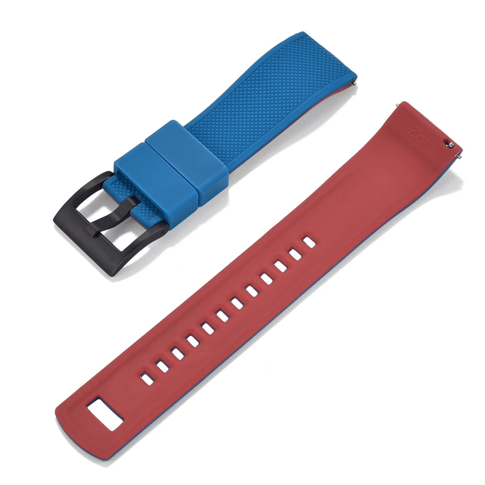 Nouveau bracelet de montre en Silicone Double couleurs personnalisé à dégagement rapide 20mm 22mm bracelet de montre doux Durable bracelets de montre de remplacement ceintures
