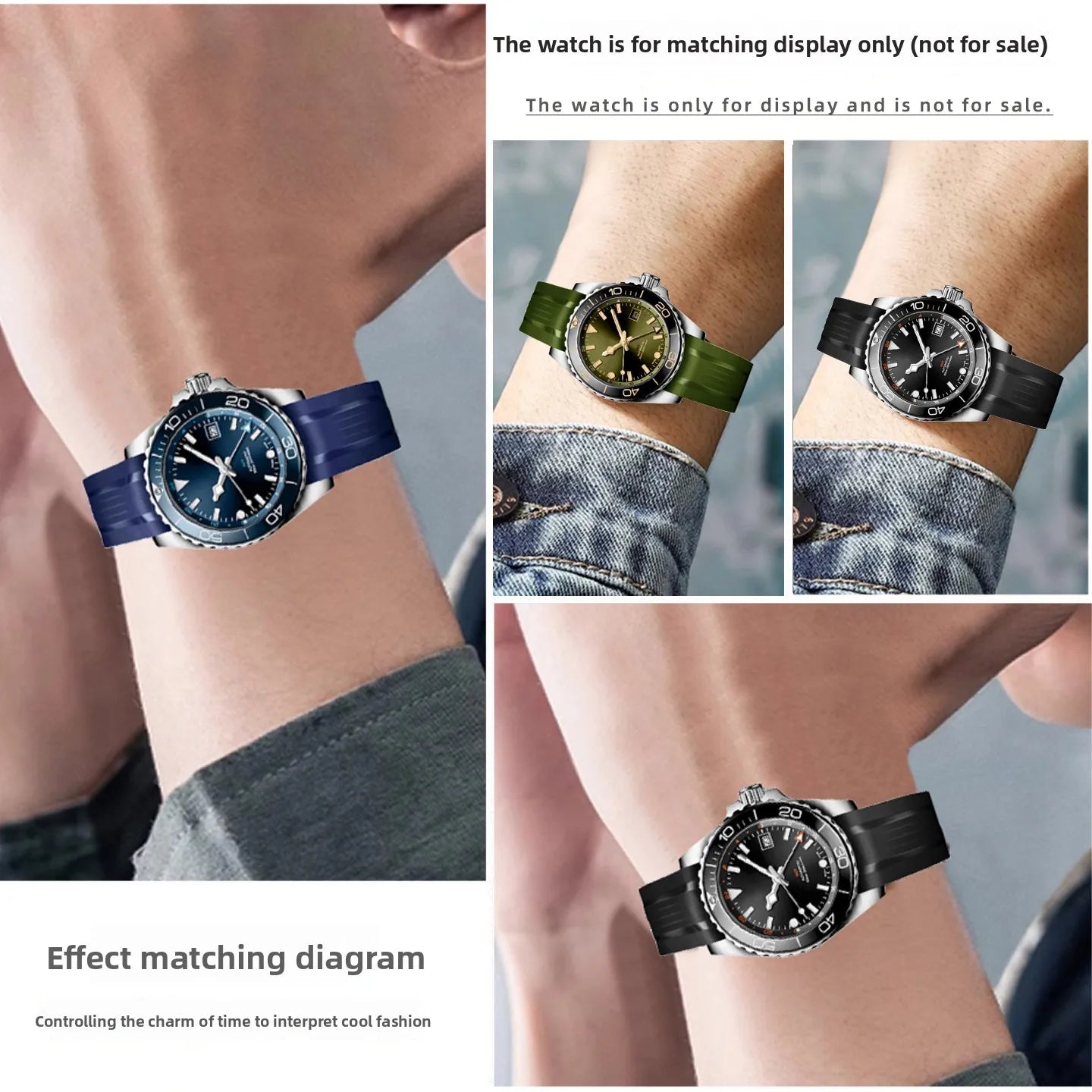 Bracelet en caoutchouc fluoré de haute qualité pour montre Longines Conquest GMT L3.890.4 L3.790.4 L3.830.4 bracelet de montre FKM à extrémité incurvée