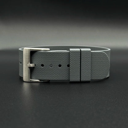 Bracelet de Montre Nato Caoutchouc Siliconé Boucle Brossé - 24,5cm